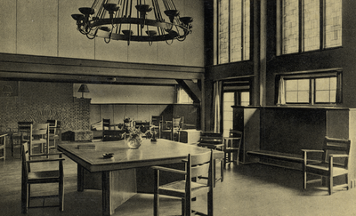 16128 Interieur van het conferentieoord Woudschoten (Woudenbergseweg 54) te Zeist; de lounge met meubilair.